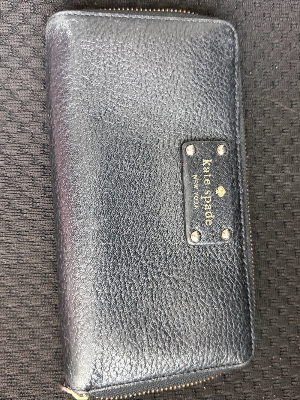 kate spade Black Zip-Around Wallet with Tan Interior